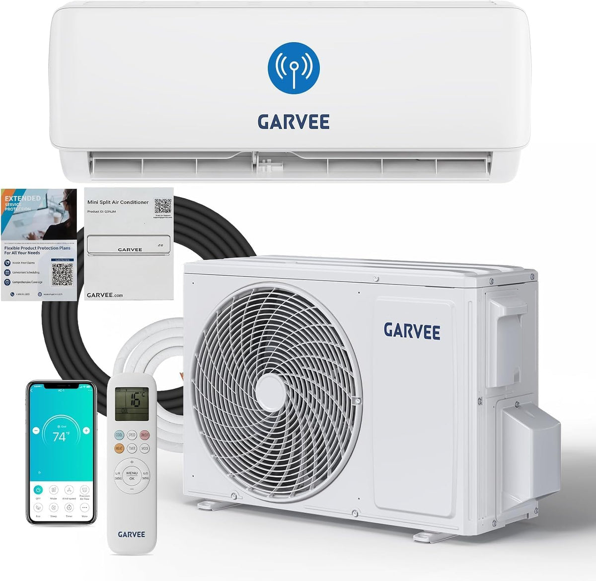 Energieeffiziente Split-Klimaanlage, Weiß, 18000 BTU, A++ Inverter, R32 Kältemittel, leiser Betrieb, Heiz- & Kühlfunktion