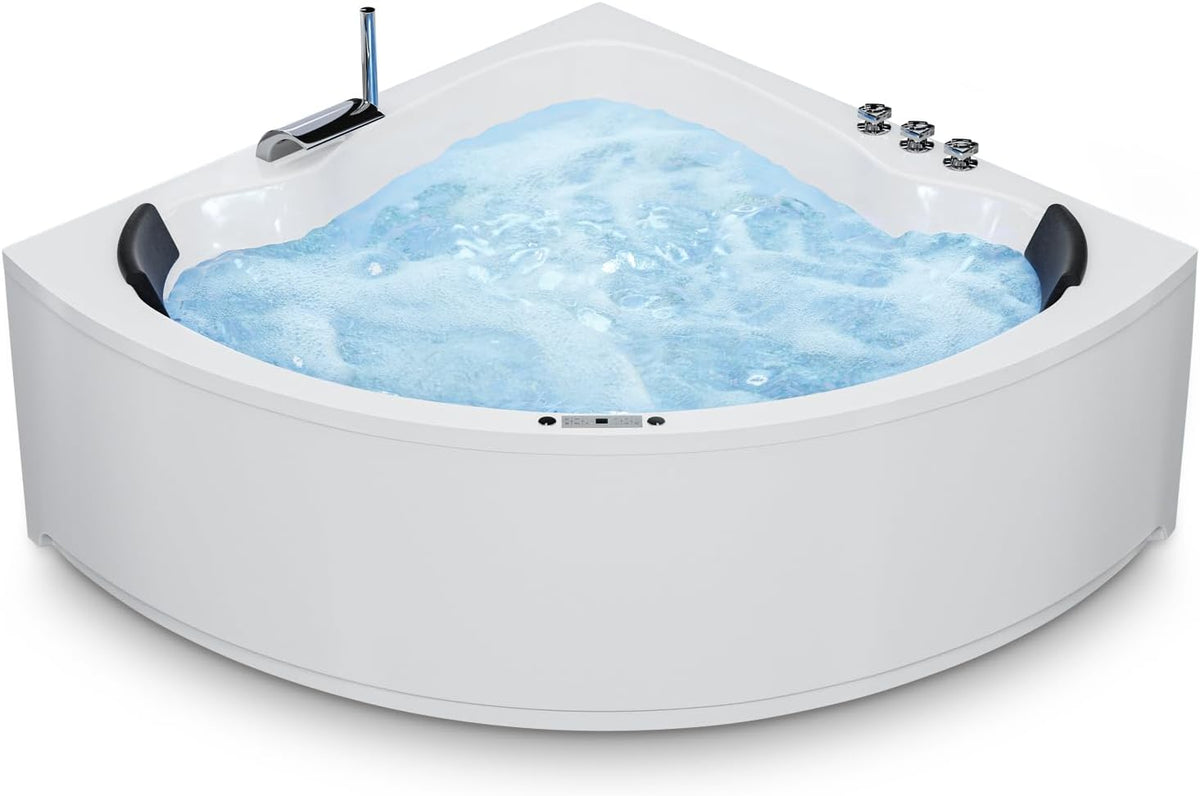 AQUADE Whirlpool-Badewannen, 150x150 cm, Weiß, Whirlpоol Badewanne - Eckbadewanne Modell: Koblenz/Kassel, Classic