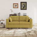 Sofa chellago, 172x75x82 cm, Senfgelb, 2 Sitzer mit Stauraum, 2 Schubladen & USB-Anschlüssen, kleines Chenille mit Getränkehaltern