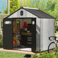 Gerätehaus domi outdoor living, 2,4 m, Grau, 4 x Gartenhaus aus Kunstharz, Allwetter-Doppelwand-Lagergebäude für Hinterhof
