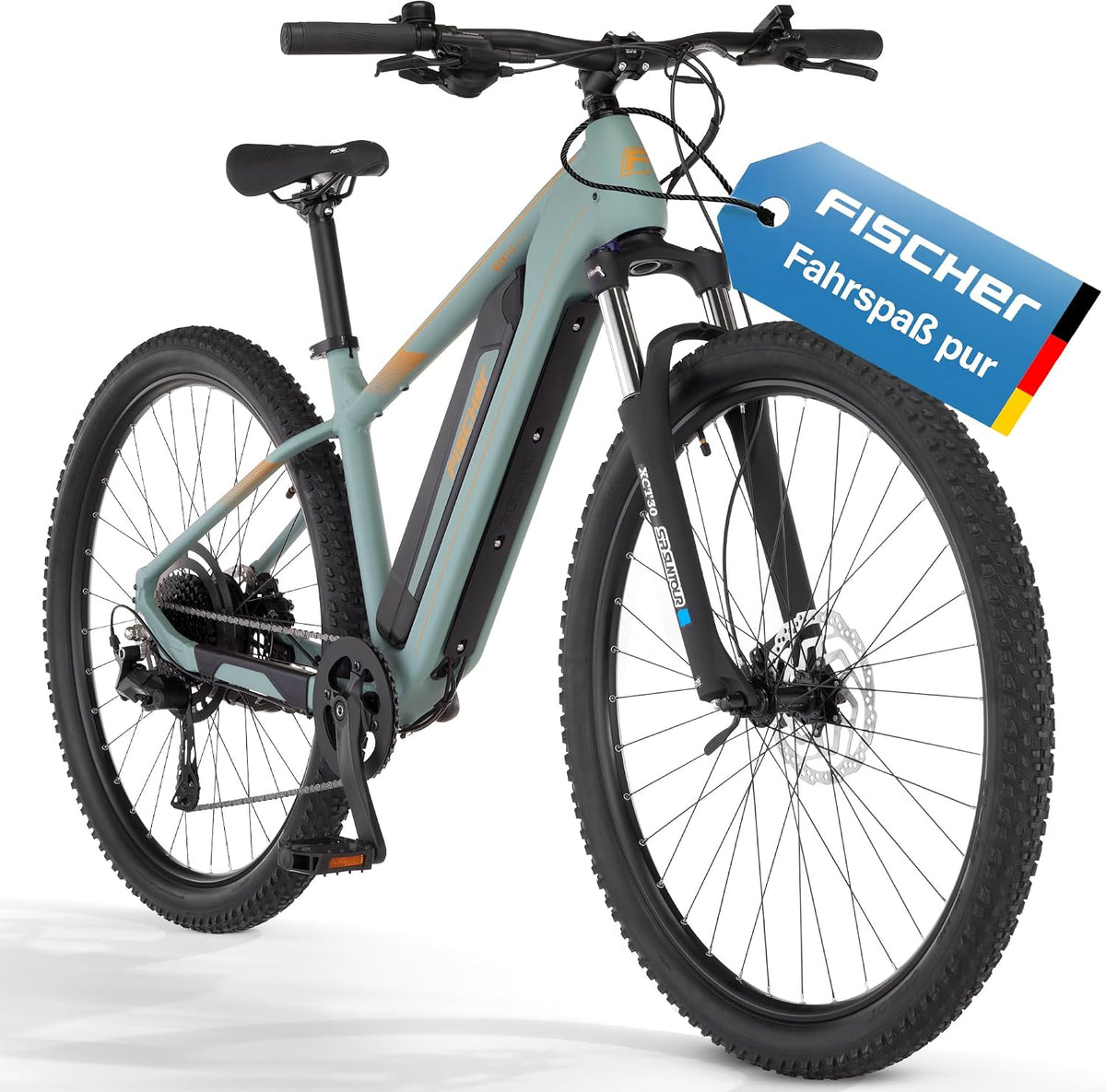Fischer E-Bike, 48 V, Blau/Schwarz, MTB Montis 2.2 Active Elektrofahrrad für Damen und Herren, RH 49, Heckmotor 50 Nm