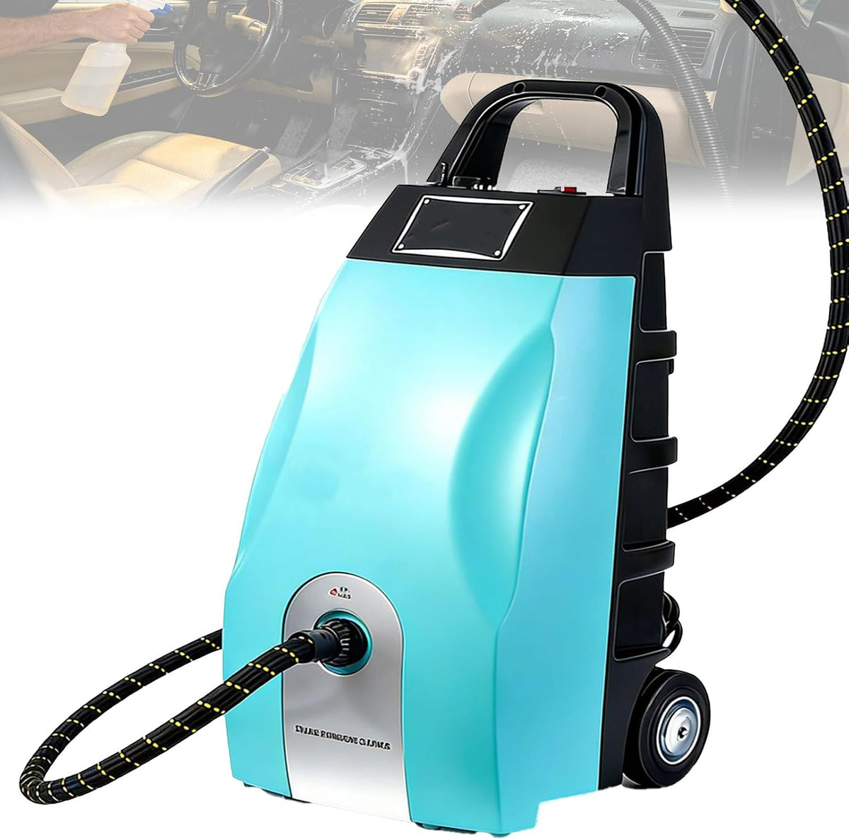 MiyKom Dampfreiniger, 5 Bar, 3,5 L, 2,5m, Blau, Hochdruck-, 230℃ Gewerblicher mit 4- Einstellbarem Druck