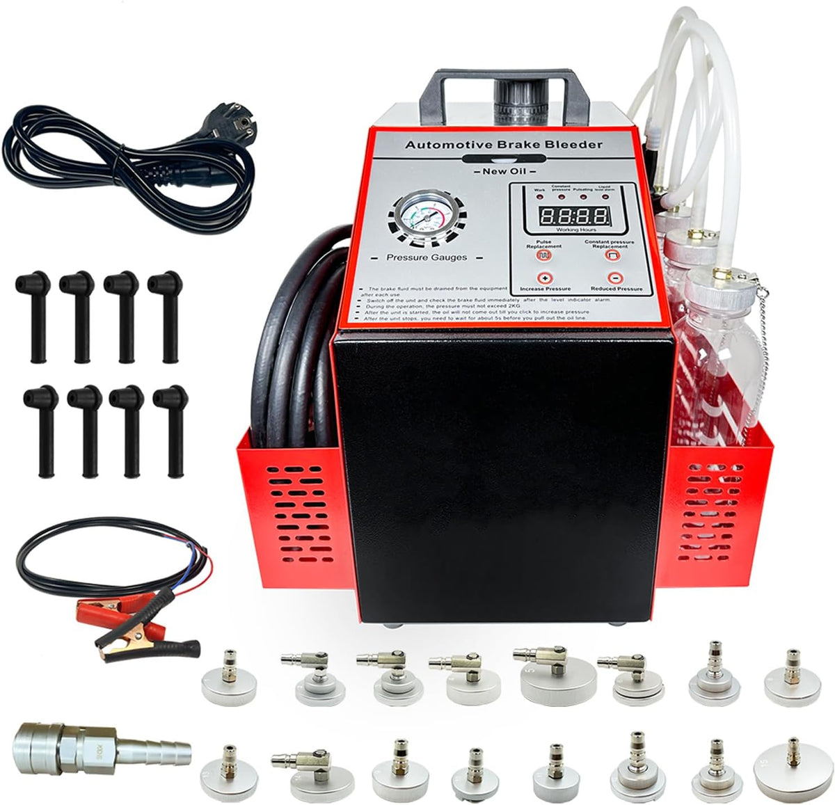 Qinbu Bremsenentlüfter, 220 V, 110 V, 12 V, Rot/Schwarz, / / Bremsflüssigkeitswechselgerät, Pulsierender Ersatz und Ersatz mit konstantem Druck