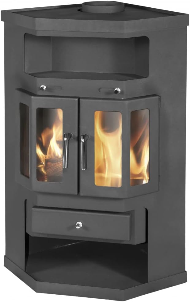 VICTORIA-05 Ltd. Kaminofen, 9.0 kW, 986 mm, 74 kg, Grau, 05 Eck- 05 Panama 2, Holz, 650 x 523 x (B x T x H)