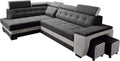 Sofa Robin Inspire, Schwarz/Silber, Grand Eck mit Schlaffunktion Schwarz-Silber Links