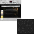 Exquisit Backofen, 58 l, Silber, Einbauherd-Set Inox - Umluft & Glaskeramik-Kochfeld