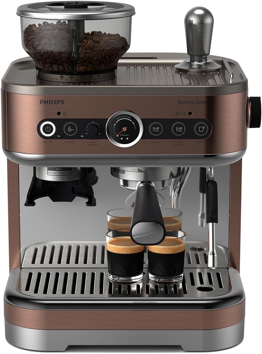 PHILIPS Kaffeemaschine, Schwarz/Silber, Espressomaschine Barista Brew, Bronze, Espresso & Americano