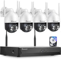 Jennov Überwachungskamera, Weiß/Schwarz, 【5MP+360°PTZ】 Set Aussen WLAN, 5MP 10CH NVR und 4Pcs PTZ WiFi Kameras mit Farbe Nachtsicht