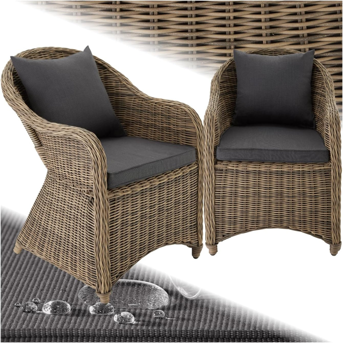 Gartenmöbel-Set tectake, Aluminium, Polyethylen, Polyester, Polyurethan, Natur