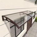 Wetsfgdg Pavillon, 150 cm, Braun/Transparent, Vordach für Haustür Pultbogenvordach aus Polycarbonat, Witterungsschutz gegen Regen