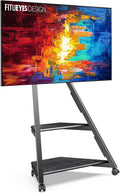 FITUEYES Fernseher, 65 Zoll, 40 kg, Schwarz, TV Ständer Rollbar für 32, Eiffel Serie