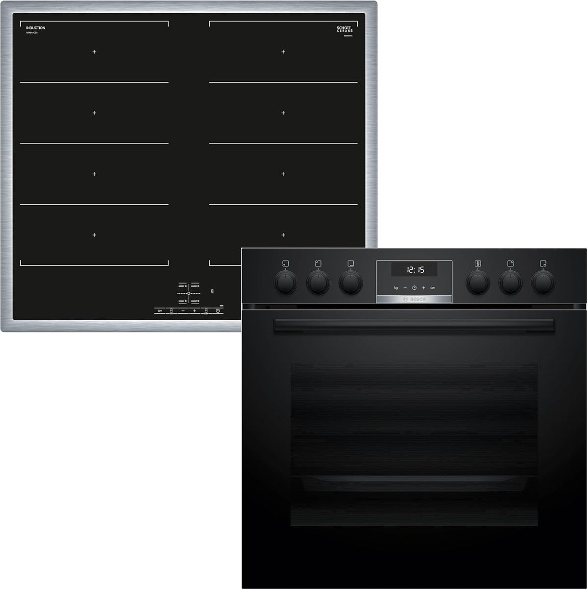 Bosch Kochfeld, Schwarz, HND619LA61 Set Einbauherd HEG517BB4 + Induktions NXX645CB5E