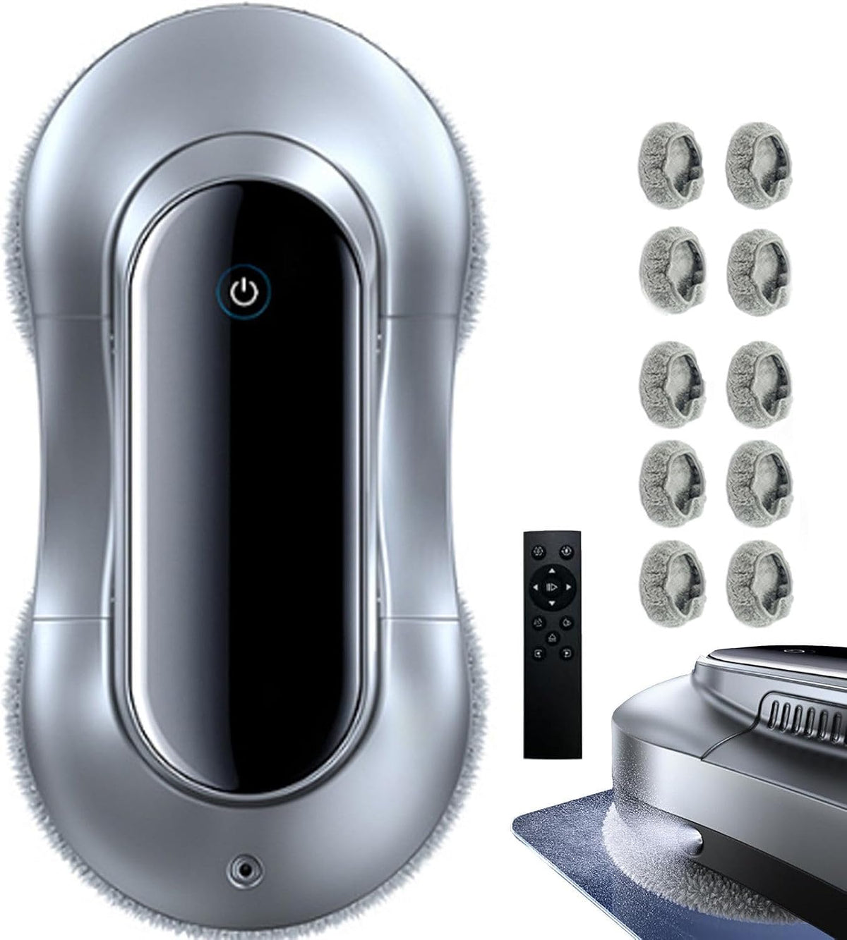 Soflightmok Staubsauger, Silber, Fensterreinigungsroboter- Mit Automatischem 4-Wasser-Spray, 2800Pa Glasroboter- FüR Fenster