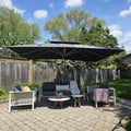 PURPLE LEAF Sonnenschirme, 300 x 400 cm, Grau, Sonnenschirm Rechteckig Ampelschirm Groß Stabil Marktschirm, Gartenschirm mit Kurbel