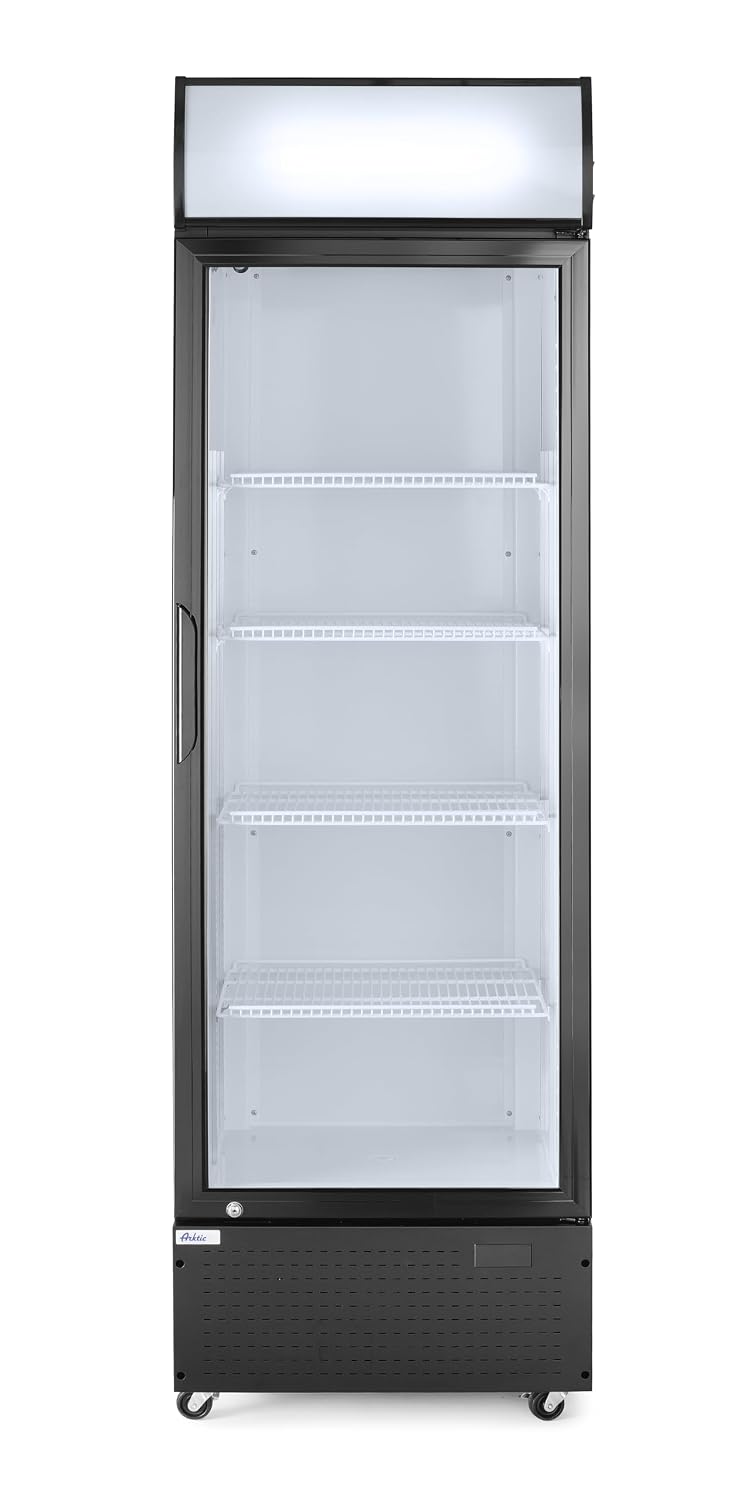 HENDI Getränkekühlschrank, 1980 mm, 335 L, 230 V, 250 W, Weiß, mit Leuchtkasten, Eintürig, mit 4 verstellbaren Regalböden