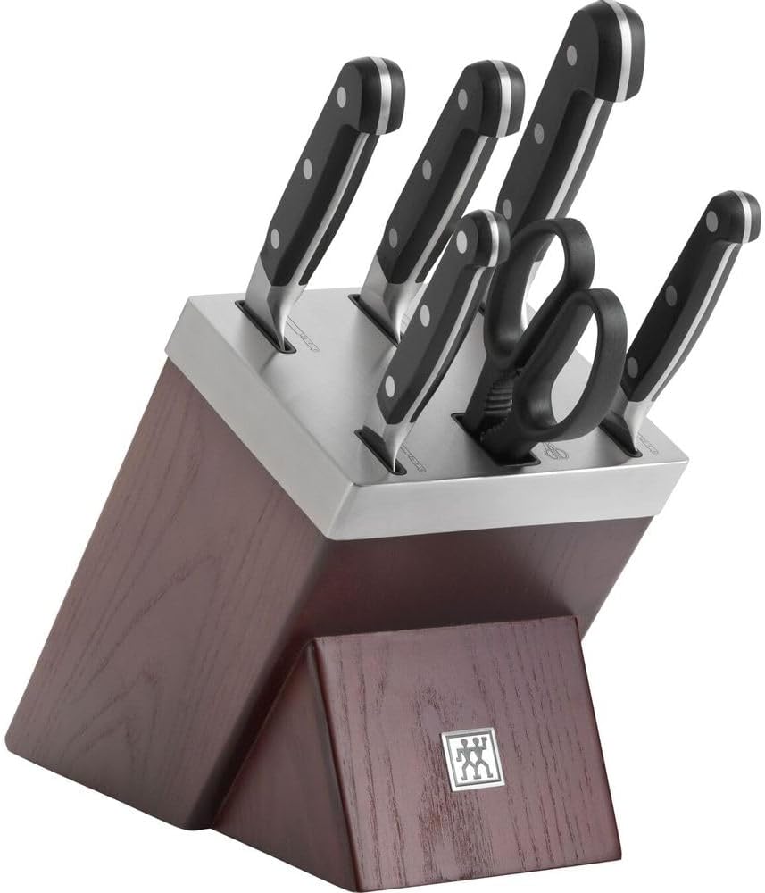 Zwilling Messerblocksets, Braun, Pro selbstschärfender Messerblock, 7-tlg., Esche, Messer und Schere aus rostfreiem Spezialstahl