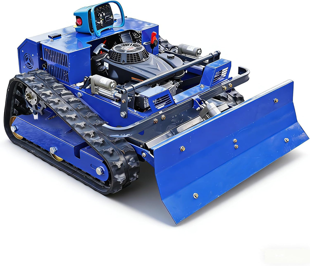 AIWEIYA Mähroboter, 55 cm, Blau/Schwarz, Fernsteuerung Rasenmäher Raupenfahrwerk - 4x4 Hybrid
