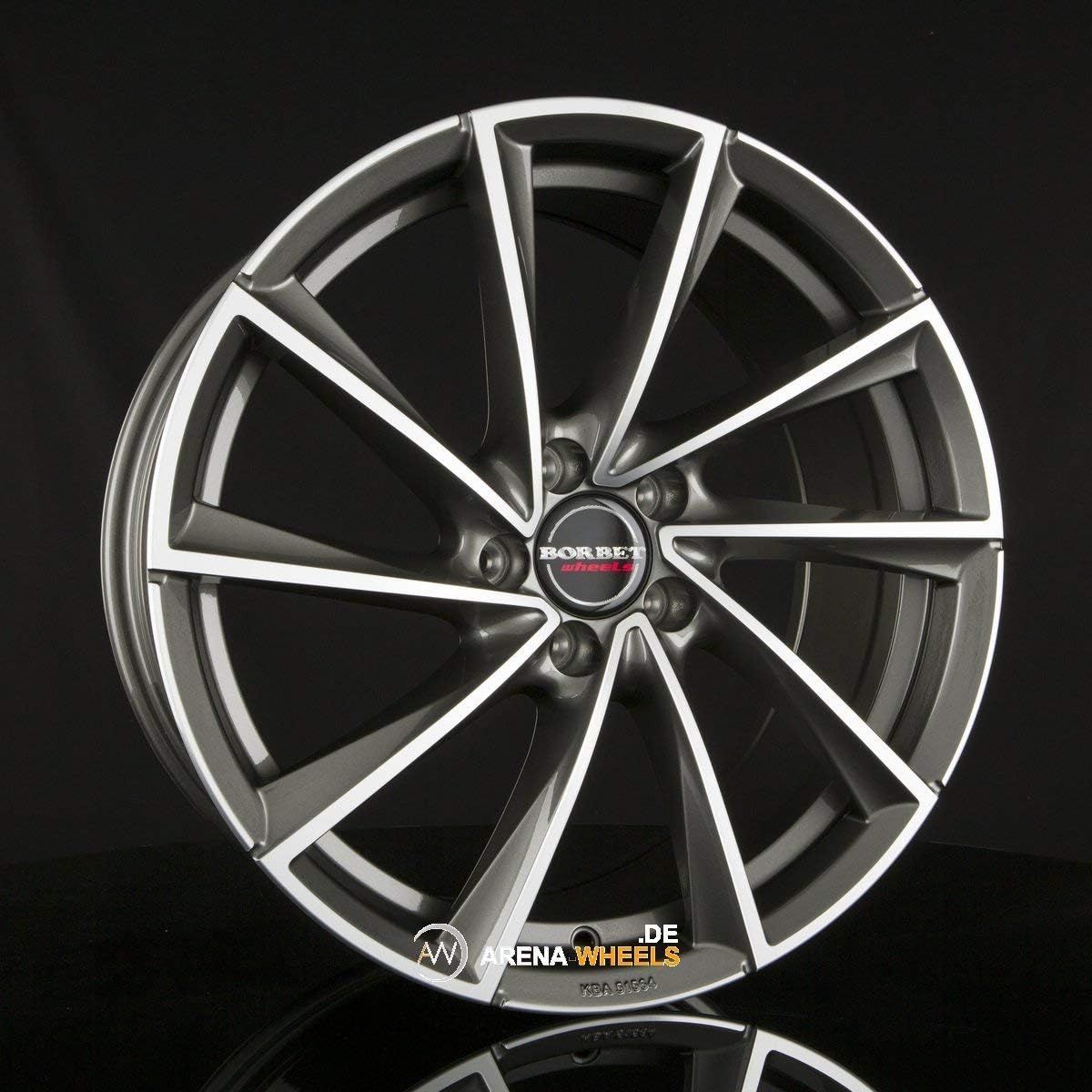 Borbet Felgen, 18 Zoll, Schwarz/Silber, VTX 8J x ET 44 LK 5x112 Alufelge Felge KBA NEU