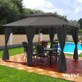 Swing&Harmonie Pavillon, anthrazit, Luxus 3x4m Minzo - inklusive Seitenwände Garten Partyzelt