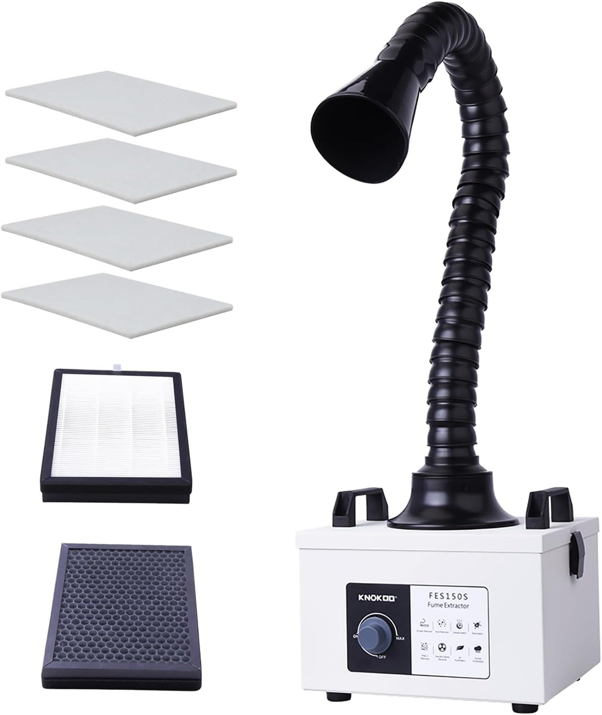 KNOKOO Dunstabzugshaube, 200 m, 100 W, 110 V, 10 W, Weiß/Schwarz, FES150S Lötzauchabsaugung, starke Saugkraft, geräuscharm