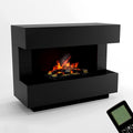 GLOW FIRE Elektrokamin, 120x93x50 cm, Schwarz, Wasserdampf Kamin Kant (Standkamin) - mit realistischen LED, Knistereffekt & Fernbedienung