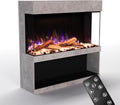 GLOW FIRE Elektrokamin, 130x131x40 cm, 1500 W, Grau, Kaminofen PR17 mit realistischem 3D E-Motion LED-Feuer -, Knistereffekt & Timer