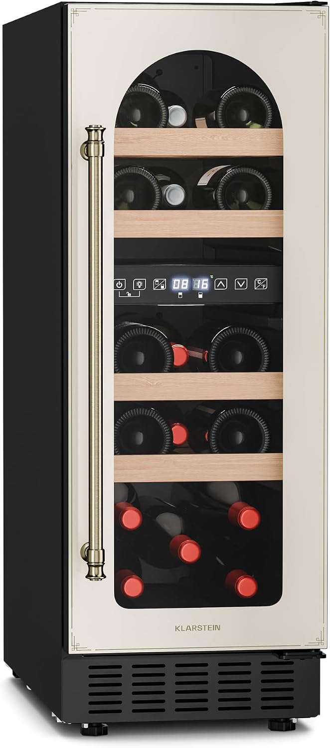 Klarstein Weinkühlschrank, Schwarz, Vinovilla Victoria 17 - 17 Flaschen, 2 Zonen, 5-22 °C, Touchpanel, LED-Steuerung