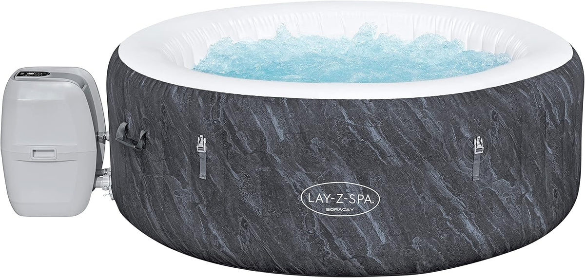Bestway Aufblasbare Pools, 180 x 66 cm, schwarz/weiß, LAY-Z-SPA WLAN-Whirlpool Boracay AirJet Ø, r