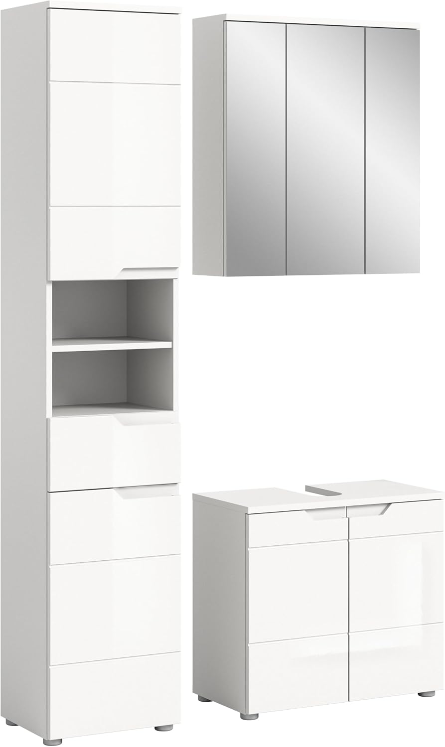 xonox.home Komplettprogramme, Weiß, Badezimmer Solero 3tlg. Kombination Badmöbel Set kleine