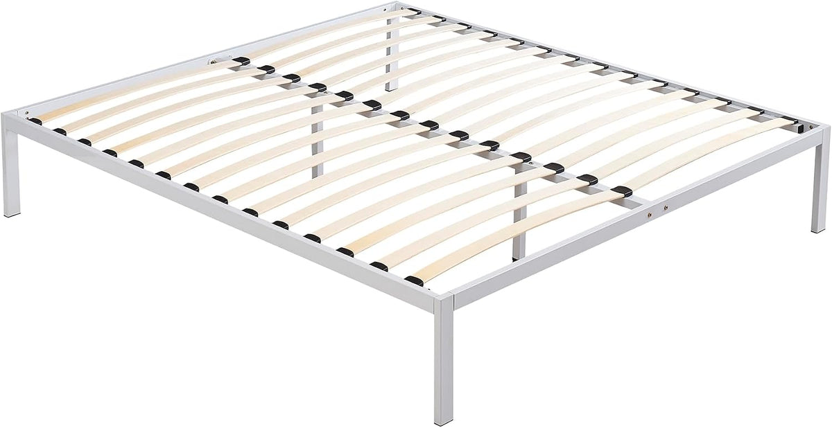 ARQYA Bett, 140 x 200 cm, 35,5 cm, weiß, iBase Metall, mit Lattenrost aus Holz, e Struktur und e Metallfüße, bietet Stauraum mit einer Höhe