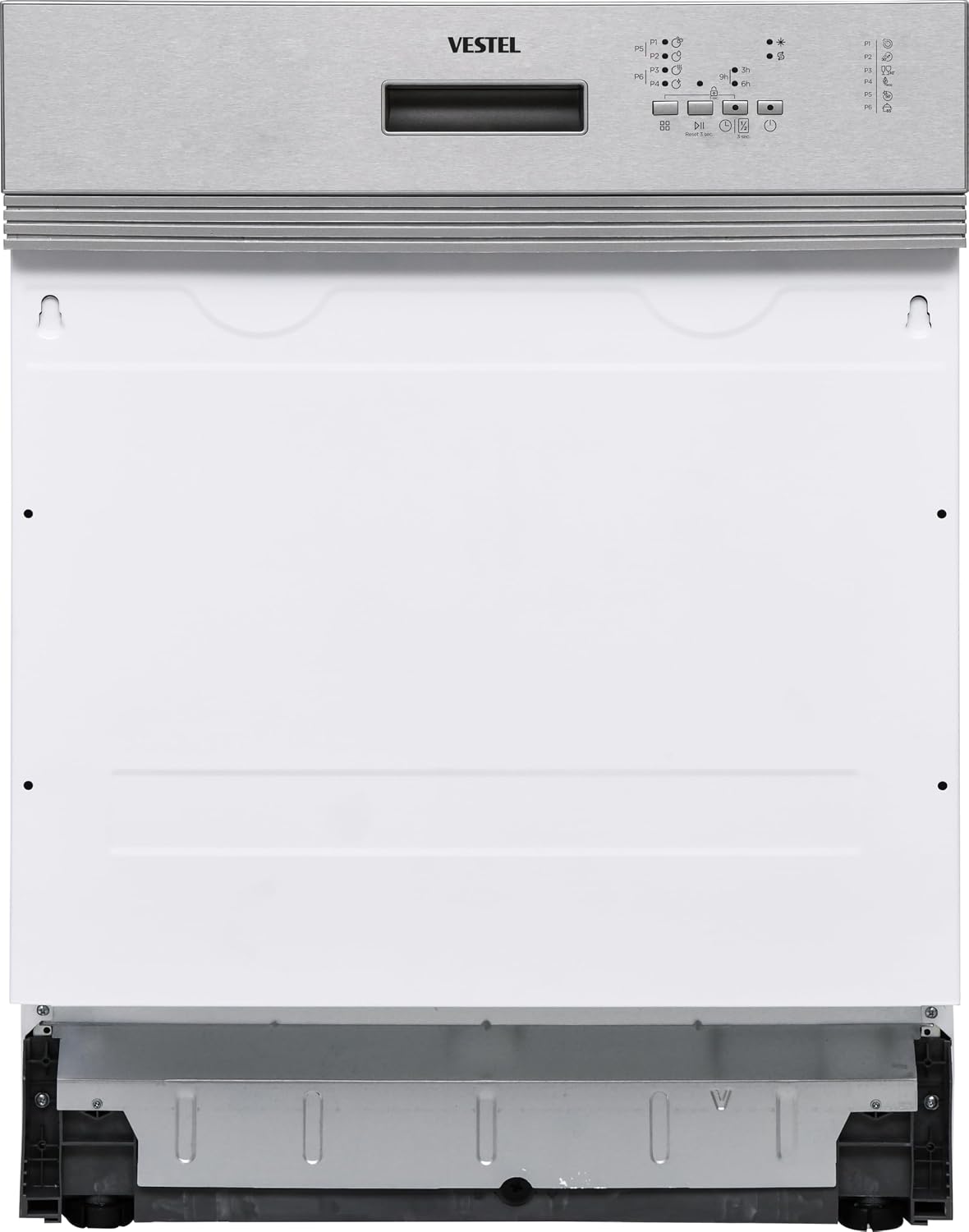 Vestel Geschirrspüler, 60 cm, Silber/Weiß, VST60-6 - teilintegrierter - 12 Maßgedecke - 6 Programme