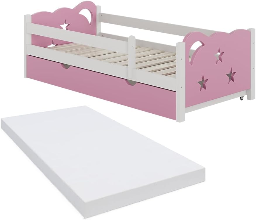 VitaliSpa Bett, 80x160 cm, Das Kinderbett besteht aus pflegeleichtem bambus., Rosa