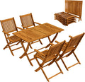Gartenmöbel-Set Casaria, 120x70 cm, 160 kg, Braun, Gartenmöbel Set Wetterfest Klappbar Akazie 5-TLG