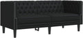Sofa vidaXL, Kunstleder (75% Polyvinylchlorid, 20% Polyester, 5% Baumwolle), Sperrholz, Massivholz, Schwarz