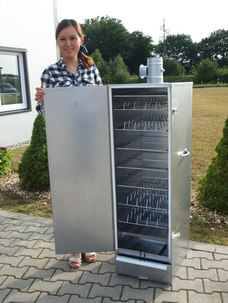 SMOKI Räuchertechnik Outdoor-Grill, 125x39x53 cm, Schwarz, Räucherofen JUMBO Original - Doppelwandig isoliert