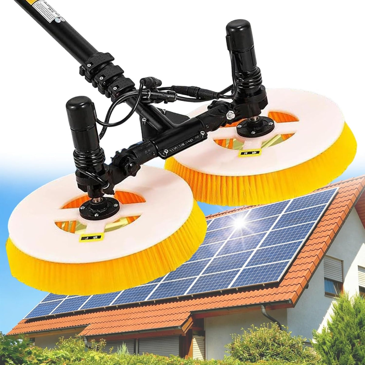 Himopuer Dunstabzugshaube, 65 cm, 7.5M, Gelb/Schwarz/Weiß, Professionelle Solar-reinigungsbürste für den Außenbereich