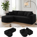 Sofa COMHOMA, 263 cm, Schwarz, Eck mit Schlaffunktion, Corduroy Modulares Boneless Couch mit Chaiselongue, L-Form Schlaf