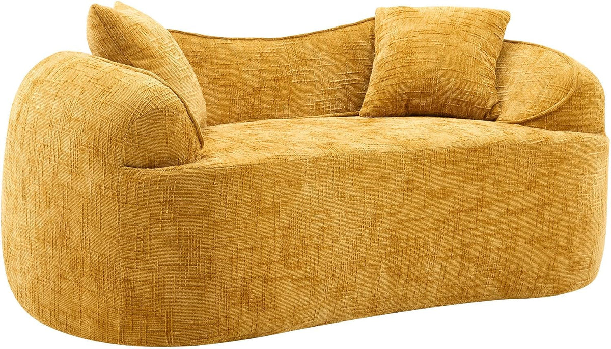 Sofa WEALTHOUSE, Gelb, Gebogenes 2-Sitzer mit Armlehnen und 2 Kissen, modernes Couch-Design für Wohnzimmer Schlafzimmer Büro