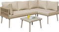 staronce Sofa, 10 cm, Grau, Eck Lounge Set, Polyrattan Sitzgruppe mit Couchtisch & Sitzkissen, Balkon & Terrasse