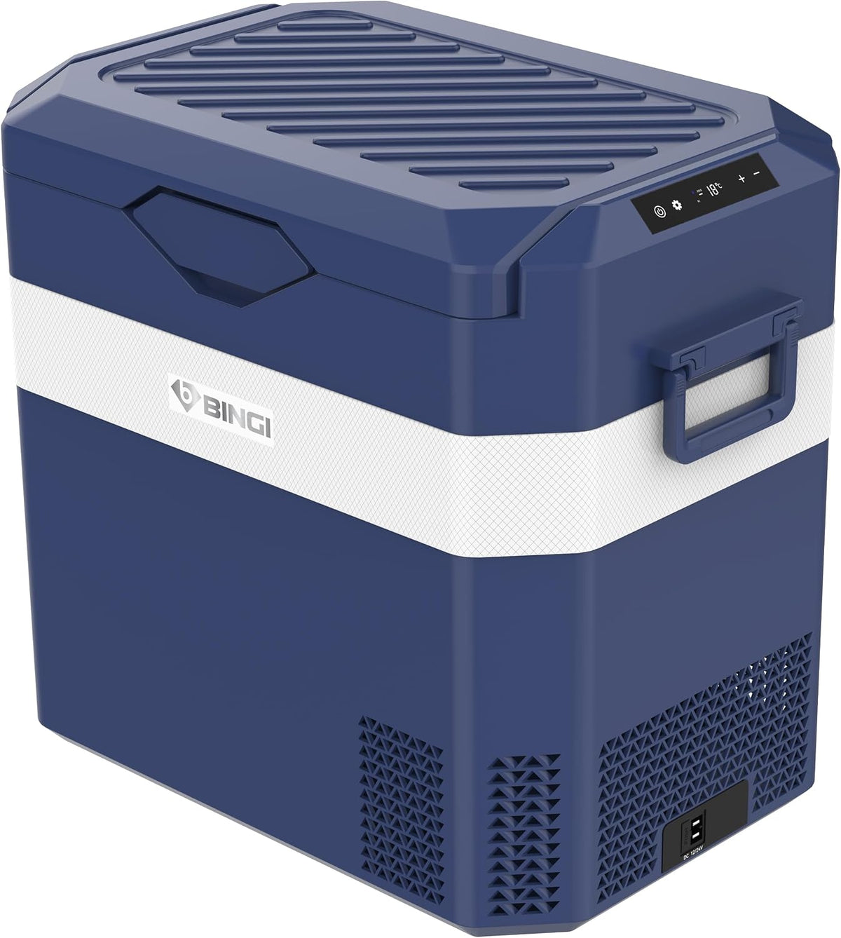 B BINGI Gefrierschrank, 38 Liter, 230 V, 24 V, Blau/Weiß, Kompressor Kühlbox Tragbarer Auto-Kühlschrank 12/ DC und AC