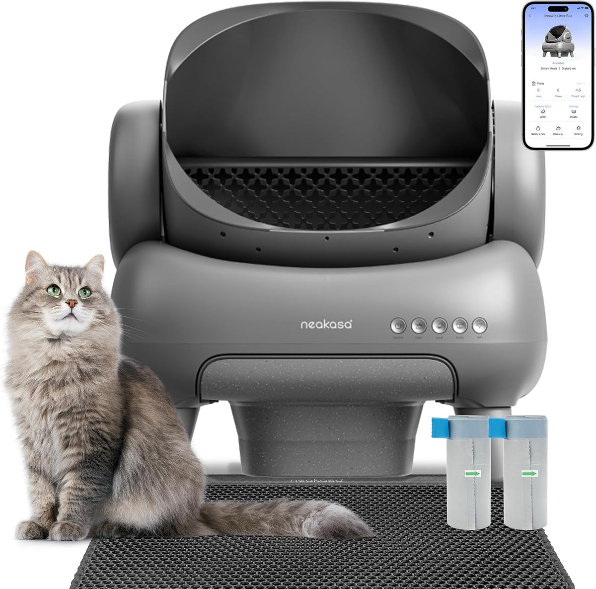 Neakasa Katzentoiletten, Schwarz, M1 Plus Katzenklo selbstreinigend, offenes Design