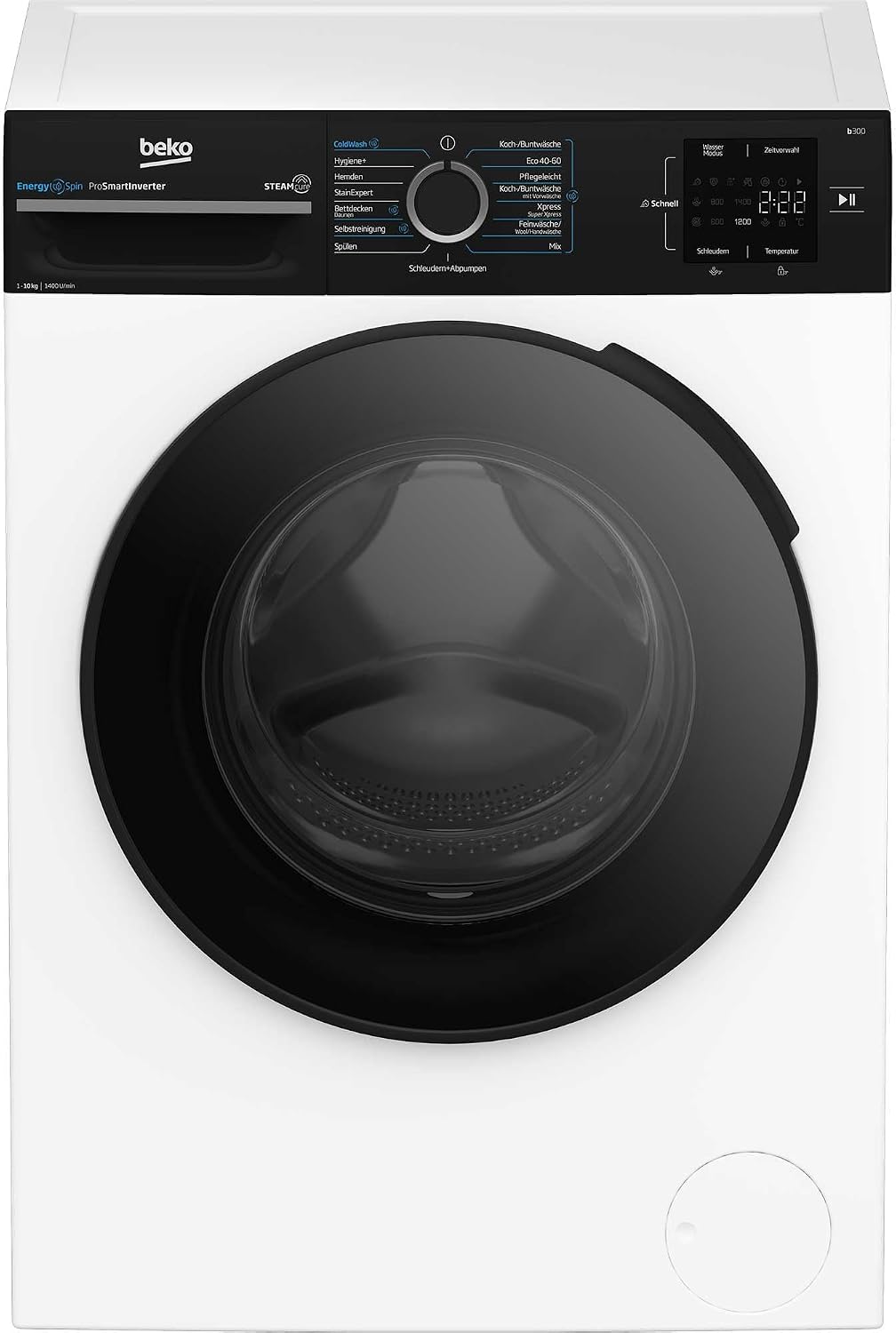 Beko Waschmaschine, 10 kg, Weiß, BM3WFU31041R Waschvollautomat, EnergySpin, Schleuderwahl 1400 U/min, SteamCure Dampffunktion