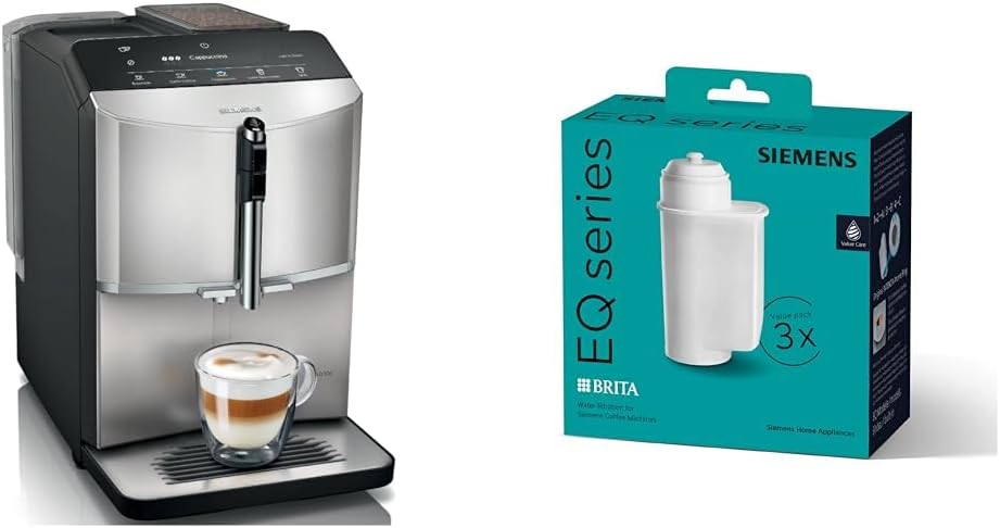 Siemens Kaffeevollautomat, Silber/Schwarz, EQ300 TF303E07 & BRITA Intenza Wasserfilter TZ70033A