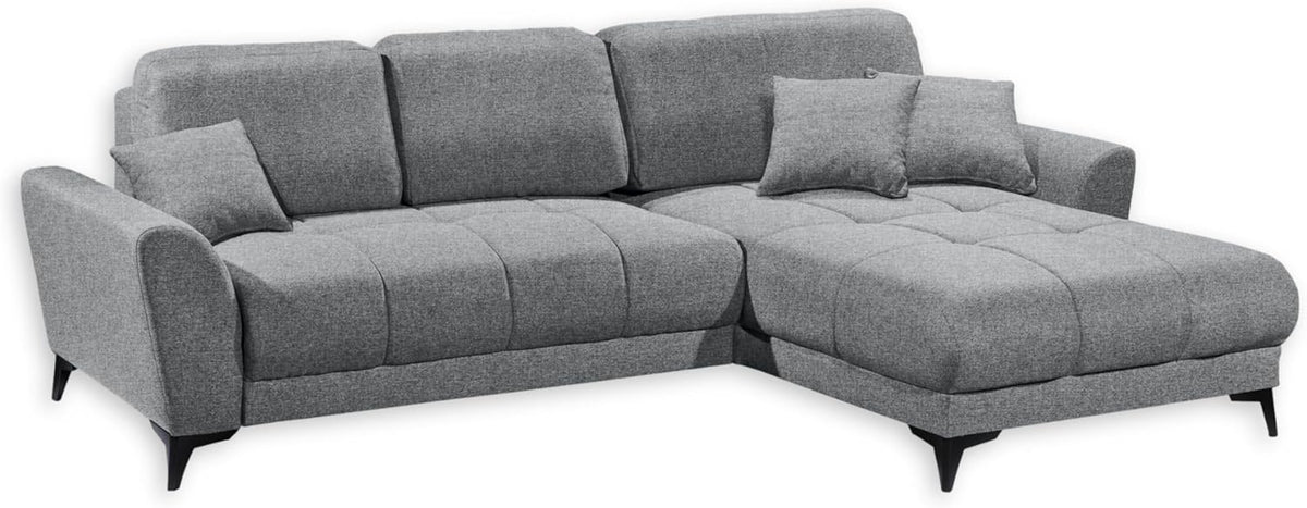 Sofa Stella Trading, 281 x 91 x 189 cm, Grau, Bern Eck mit Schlaffunktion in - Moderne Eckcouch in L-Form