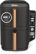Ninja Heissluftfritteuse, Schwarz, Double Stack XL Heißluftfritteuse, 2 vertikale Schubladen, SL400EUCP