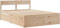 vidaXL Bettrahmen, 135x190 cm, Holz, Massiv bett, bett Bett mit Schubladen Kopfteil, Bettgestell mit Lattenrost