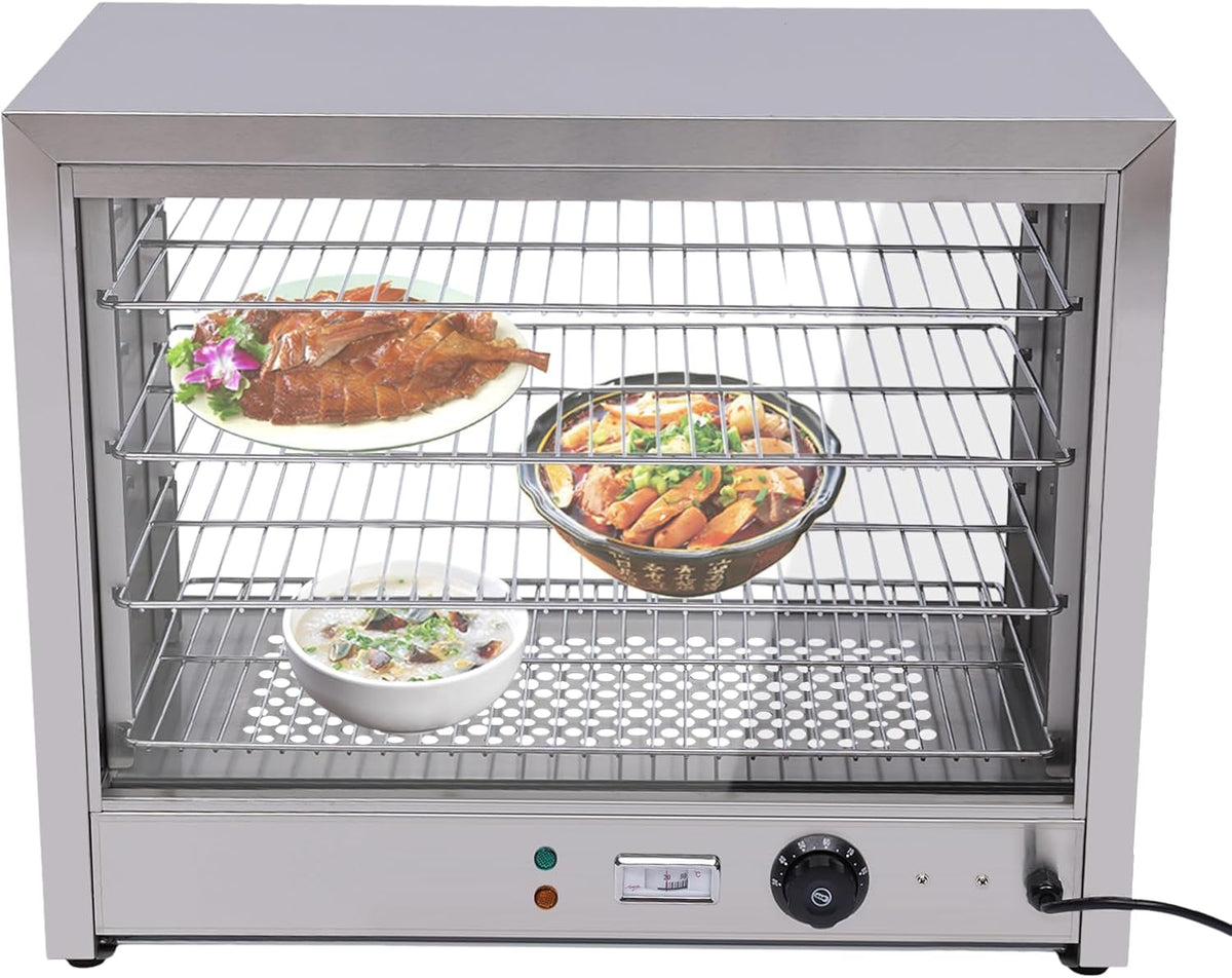 Wohnzimmerschrank Warmhaltevitrine, 64x34x53 cm, 800 W, Grau, Catering Heiße Theke Wärmeschrank Speisenwärmer Essen