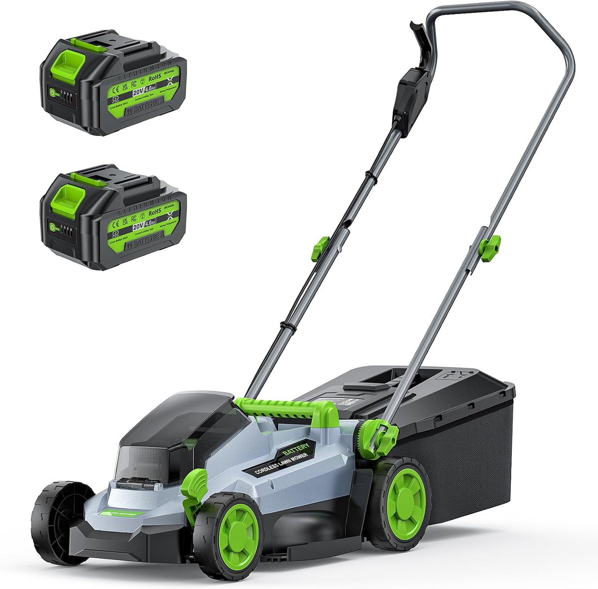 ETOOLAB Rasenmäher, 4,0 Ah, 500 m, 75 mm, 43 cm, Schwarz/Grün/Grau,  Akku- 40 V, Schnittbreite, bis ², Brushless