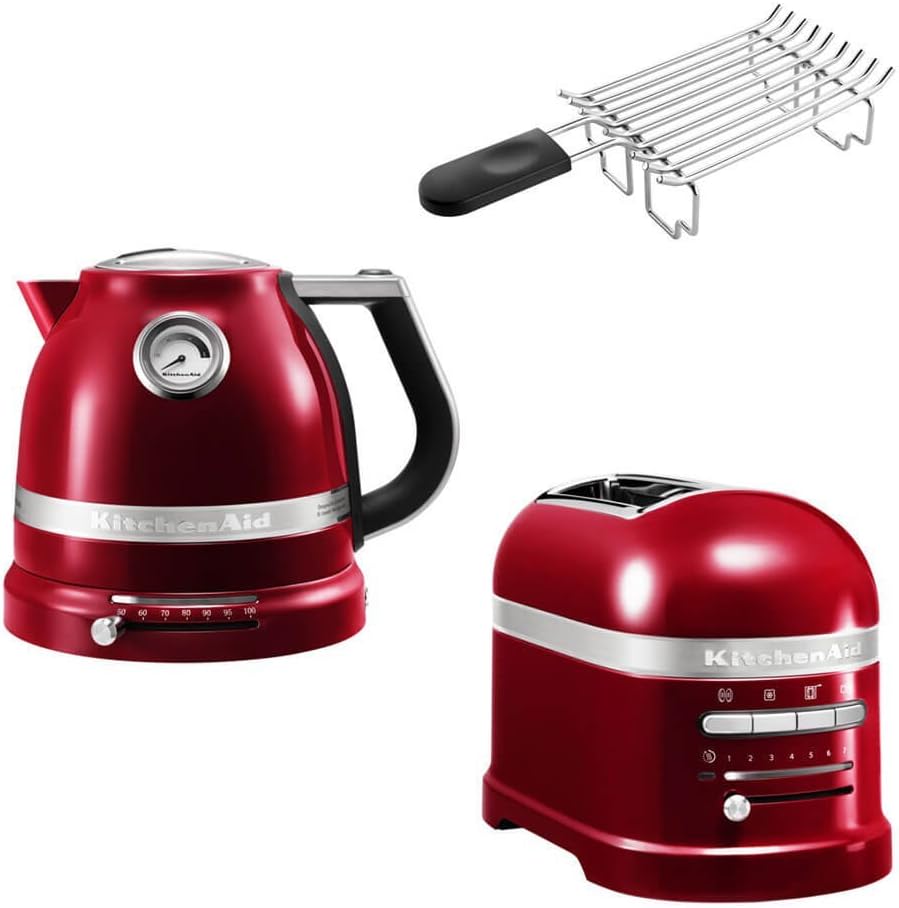 KitchenAid Toaster, Rot, Artisan Frühstücks Set, incl. Wasserkocher 5KEK1522, 2 Scheiben 5KMT2204 und Brötchenaufsatz