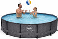 HAF Stahlrahmenpool, 8.300 Liter, 366 cm, 91 cm, Grau, Swing Frame Pool rund Fischgräte (Ø, tief) - Gartenpool mit - Robust